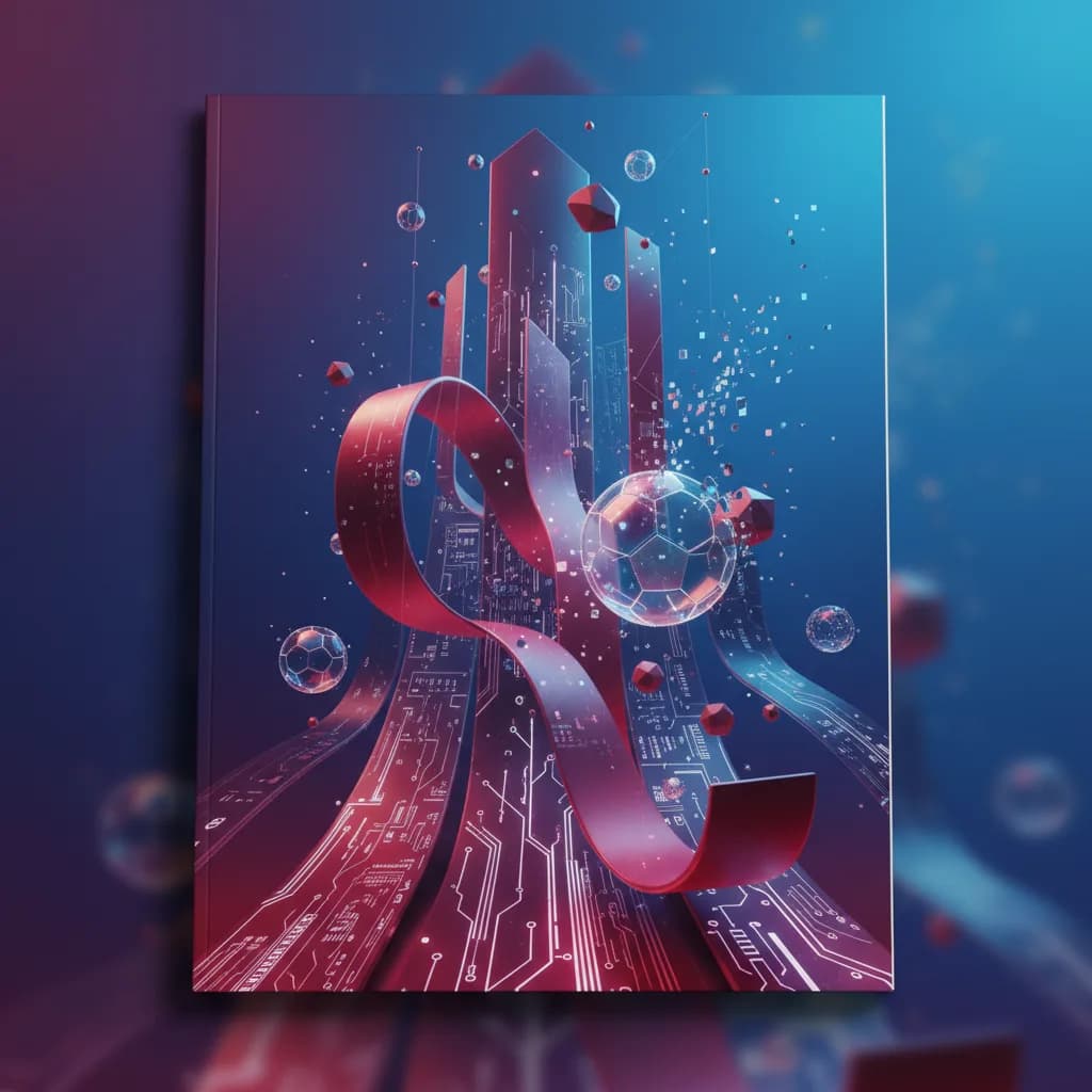 Ilustración abstracta con formas geométricas rojas y plateadas representando innovación AI en deportes profesionales