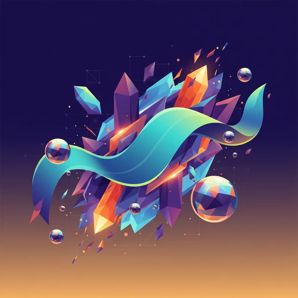 Ilustración abstracta de formas geométricas interconectadas representando la convergencia entre streaming y AI