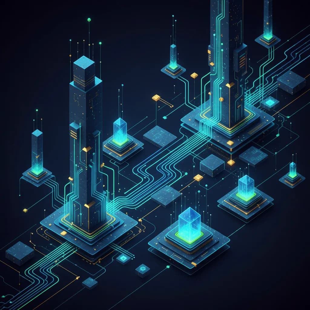 Ilustración conceptual de redes neuronales y computación cuántica representando el acuerdo de TPUs entre Anthropic y Google