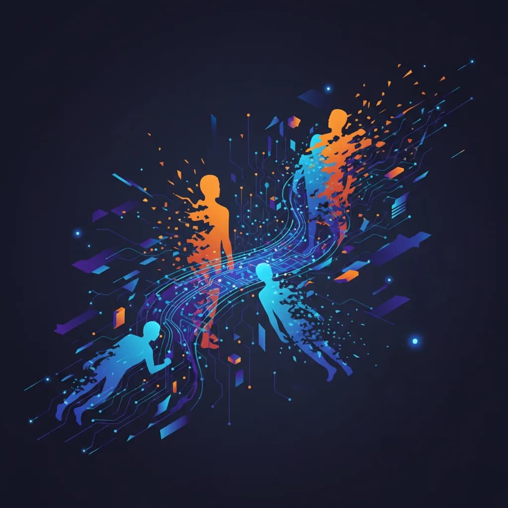 Ilustración conceptual sobre automatización AI y transformación del empleo en startups tecnológicas modernas