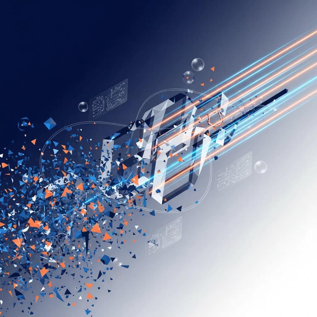 Ilustración abstracta de flujos de datos transformándose de caóticos a organizados mediante IA empresarial