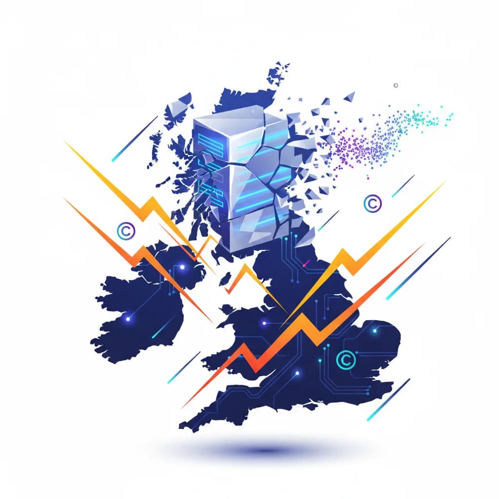 Ilustración abstracta sobre la pausa del proyecto Stargate de OpenAI en Reino Unido por problemas energéticos