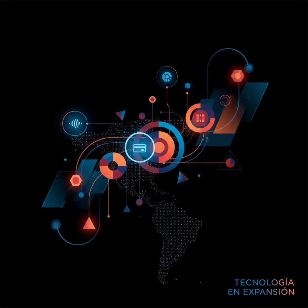 Ilustración abstracta de nodos tecnológicos interconectados representando diversificación de portafolio en IoT