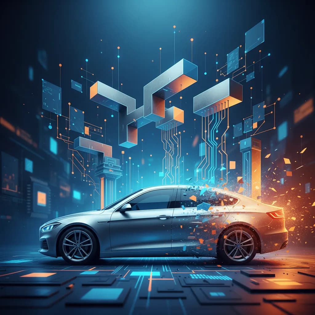 Ilustración editorial sobre aprobación de conducción autónoma Tesla FSD en Europa y su impacto en startups