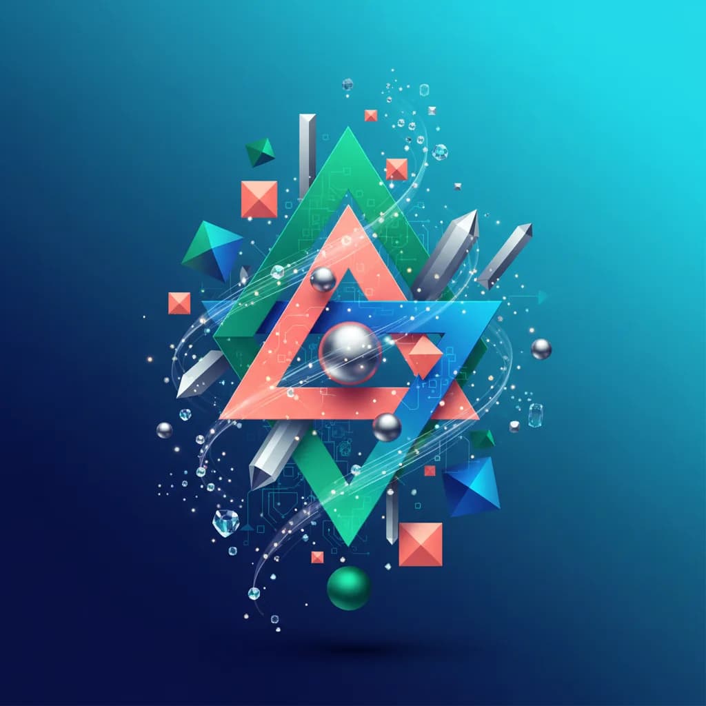 Ilustración abstracta de formas geométricas interconectadas representando innovación fintech en Latinoamérica