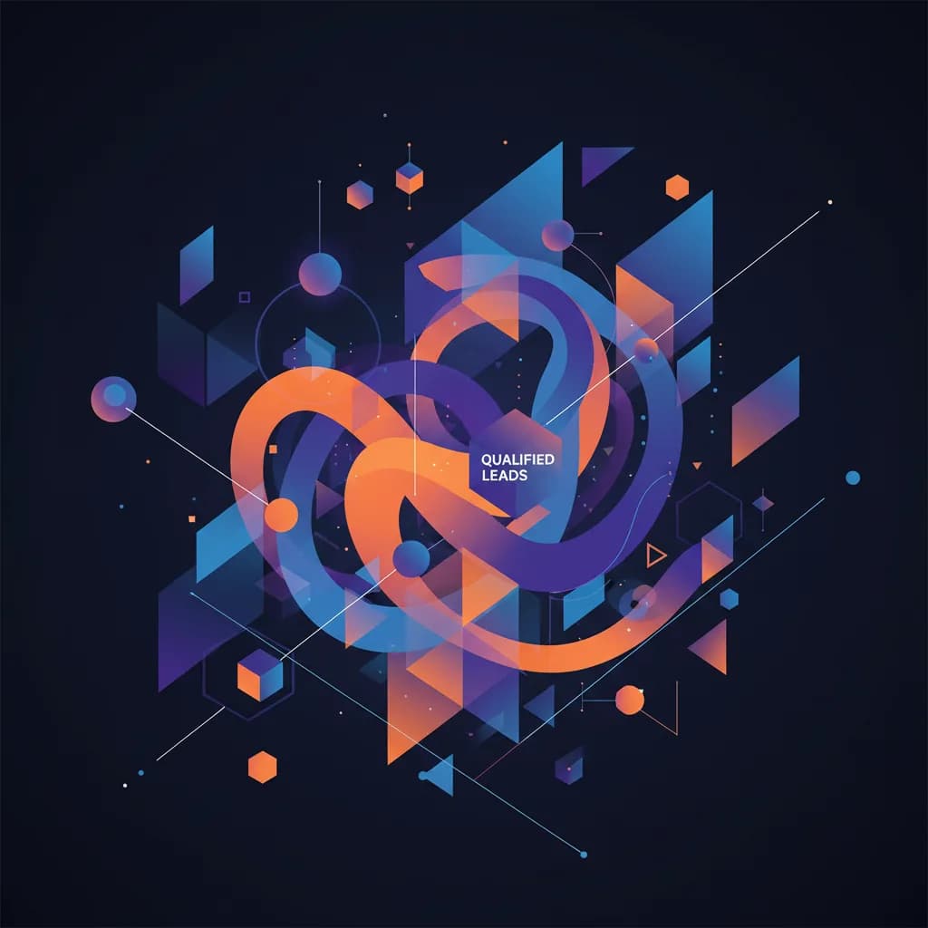Ilustración abstracta de flujos de datos y segmentos de audiencia para inteligencia artificial empresarial
