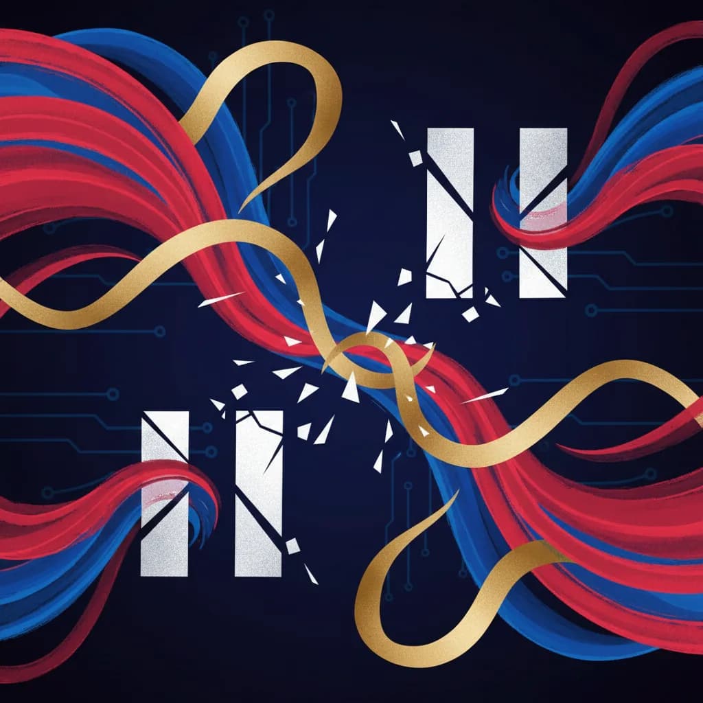 Ilustración abstracta de flujos de datos y engagement de audiencia en plataformas digitales de streaming